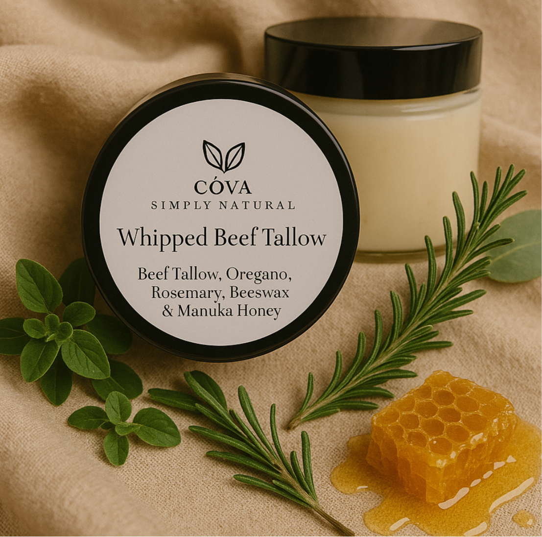 Travel Size Whipped Beef Tallow with Oregano, Rosemary, Beeswax