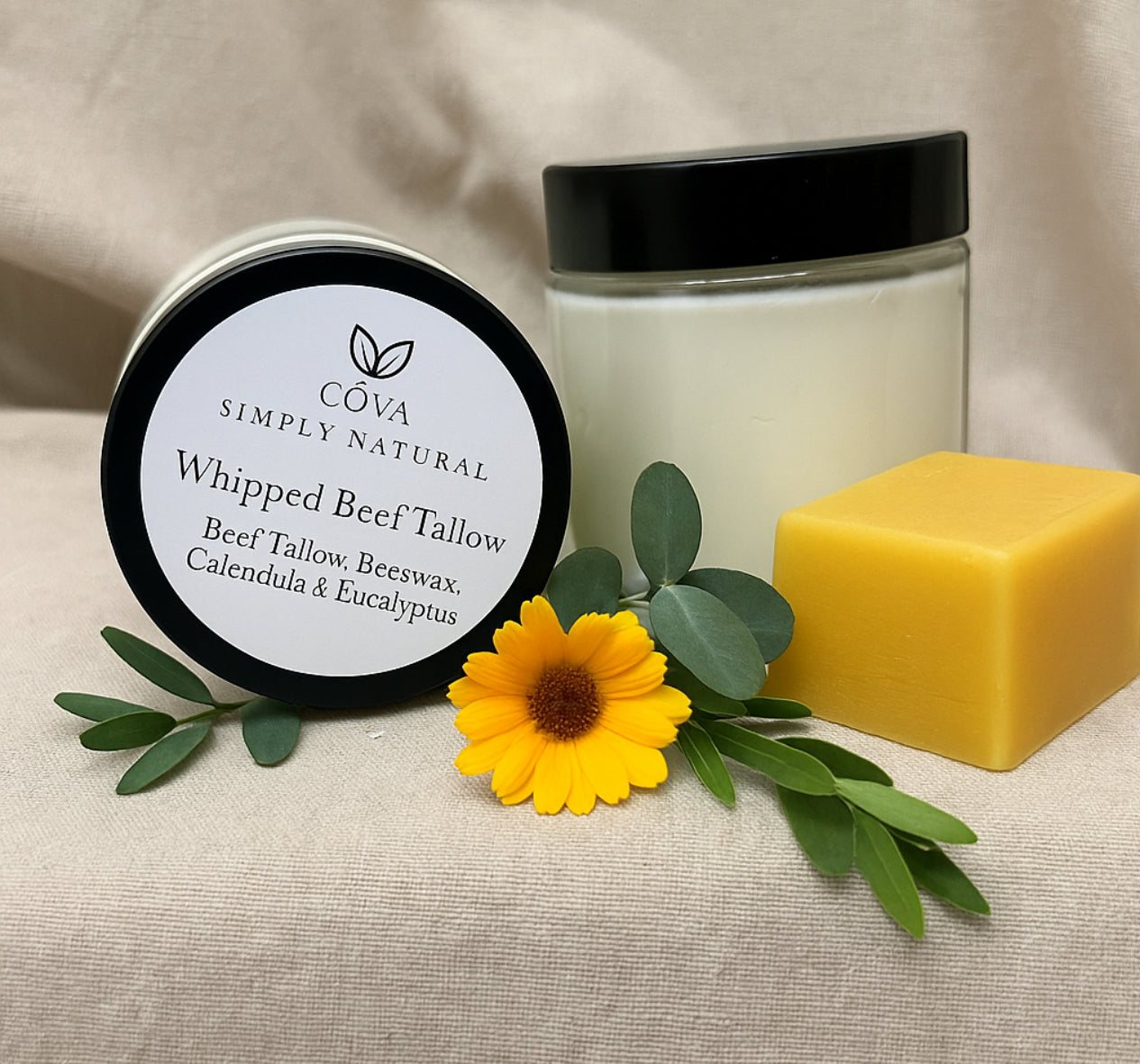 Travel Size Whipped Beef Tallow, Calendula, Beeswax & Eucalyptus